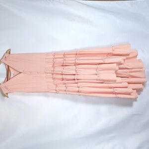Calvin Klein Peach Textured Tiered High-Low Dress,Substantial Crepe Feel/10